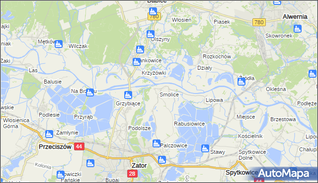 mapa Smolice gmina Zator, Smolice gmina Zator na mapie Targeo