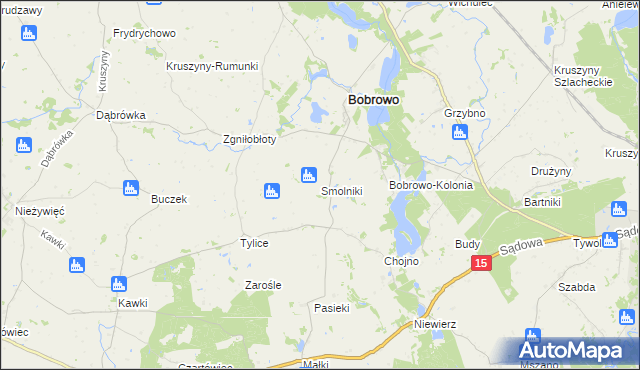 mapa Smolniki gmina Bobrowo, Smolniki gmina Bobrowo na mapie Targeo