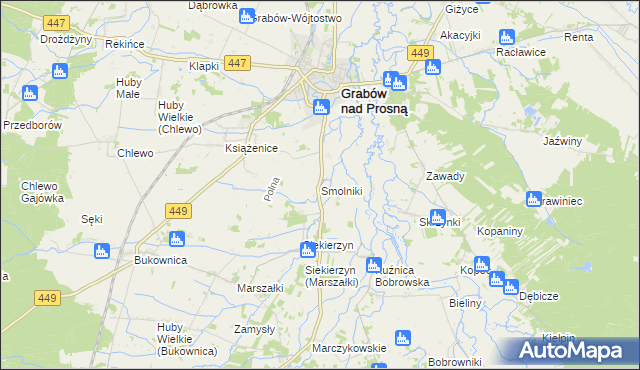 mapa Smolniki gmina Grabów nad Prosną, Smolniki gmina Grabów nad Prosną na mapie Targeo