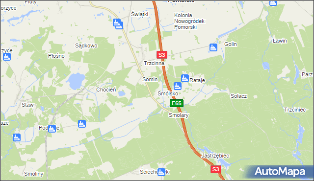 mapa Smólsko gmina Nowogródek Pomorski, Smólsko gmina Nowogródek Pomorski na mapie Targeo