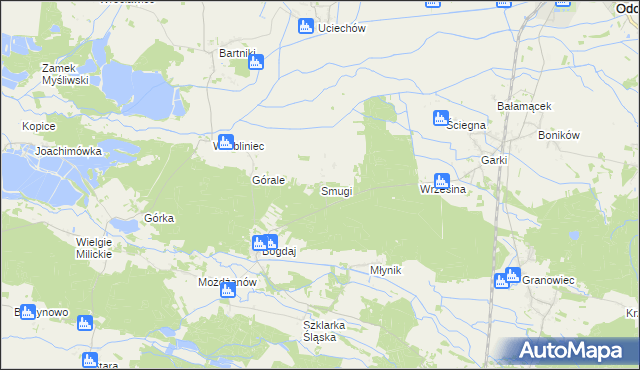 mapa Smugi gmina Sośnie, Smugi gmina Sośnie na mapie Targeo