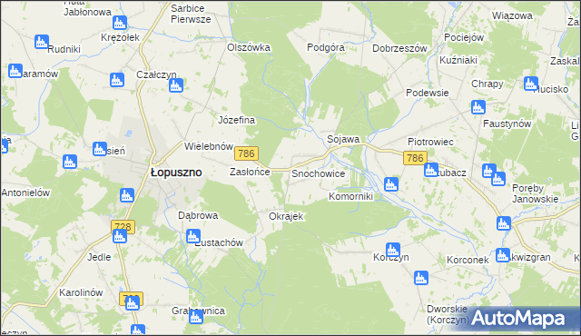 mapa Snochowice, Snochowice na mapie Targeo