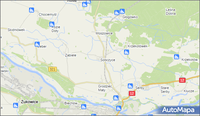 mapa Sobczyce, Sobczyce na mapie Targeo