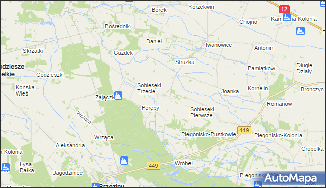 mapa Sobiesęki Drugie, Sobiesęki Drugie na mapie Targeo