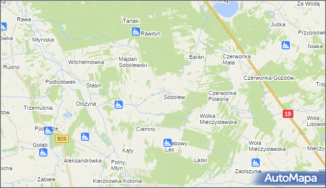mapa Sobolew gmina Firlej, Sobolew gmina Firlej na mapie Targeo