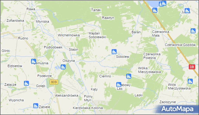 mapa Sobolew-Kolonia, Sobolew-Kolonia na mapie Targeo