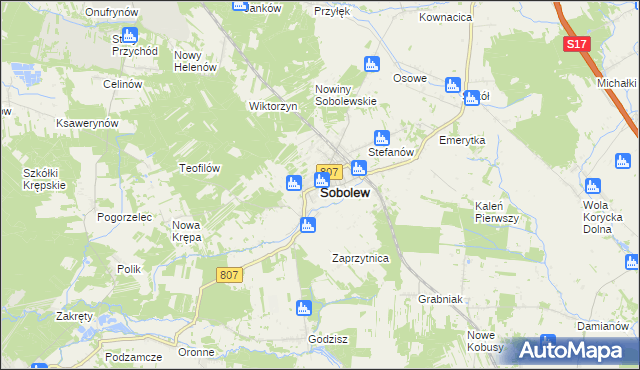 mapa Sobolew powiat garwoliński, Sobolew powiat garwoliński na mapie Targeo