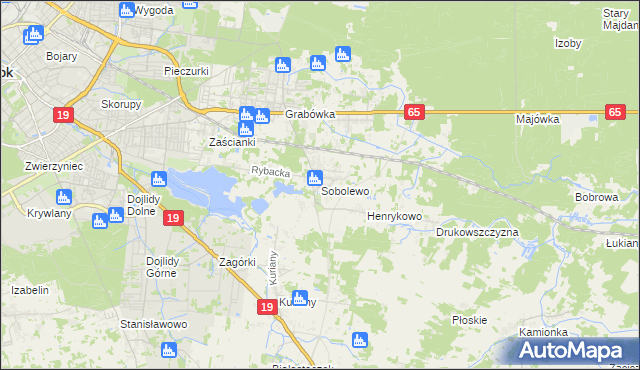 mapa Sobolewo gmina Supraśl, Sobolewo gmina Supraśl na mapie Targeo