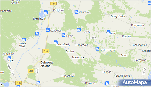 mapa Soborzyce, Soborzyce na mapie Targeo