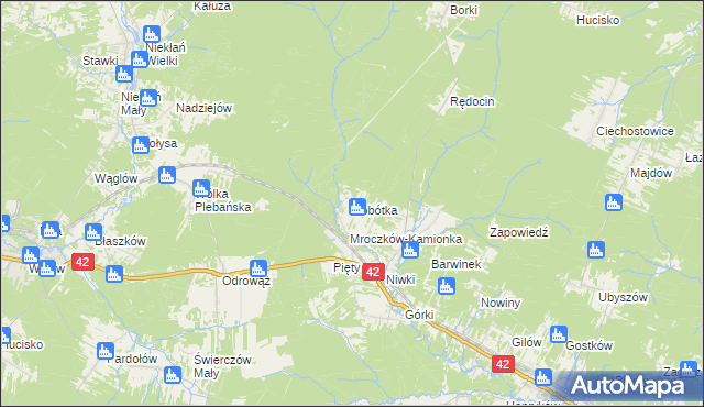 mapa Sobótka gmina Bliżyn, Sobótka gmina Bliżyn na mapie Targeo