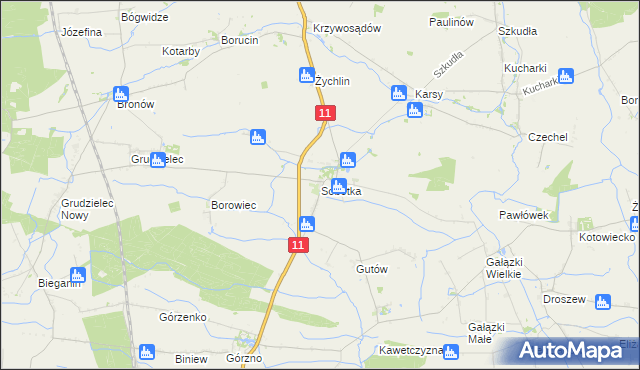 mapa Sobótka gmina Ostrów Wielkopolski, Sobótka gmina Ostrów Wielkopolski na mapie Targeo