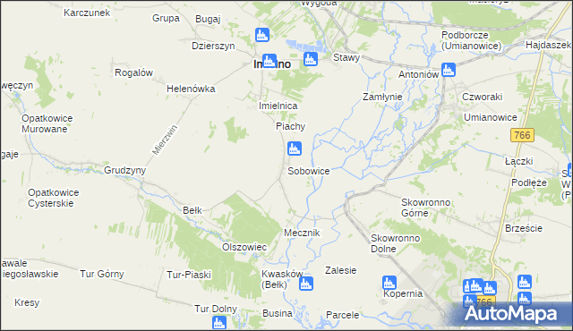 mapa Sobowice gmina Imielno, Sobowice gmina Imielno na mapie Targeo