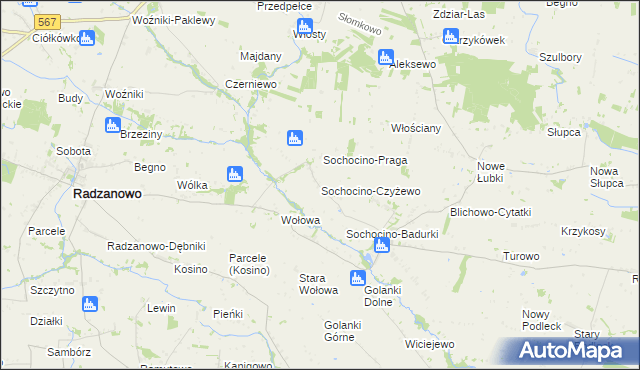 mapa Sochocino-Czyżewo, Sochocino-Czyżewo na mapie Targeo