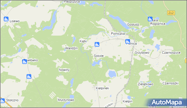 mapa Sokole gmina Człuchów, Sokole gmina Człuchów na mapie Targeo