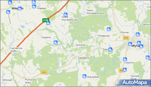 mapa Sokolnik gmina Młynary, Sokolnik gmina Młynary na mapie Targeo