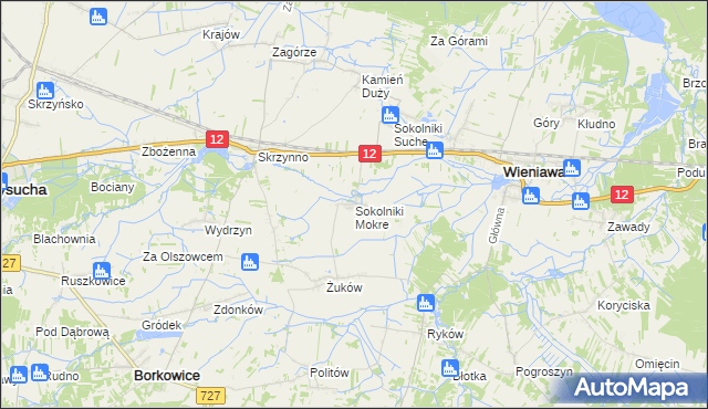 mapa Sokolniki Mokre, Sokolniki Mokre na mapie Targeo