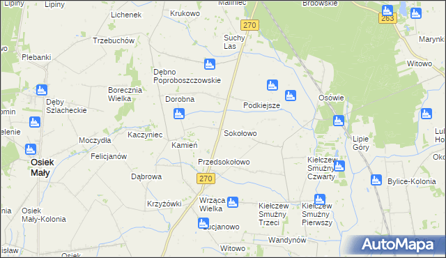 mapa Sokołowo gmina Koło, Sokołowo gmina Koło na mapie Targeo