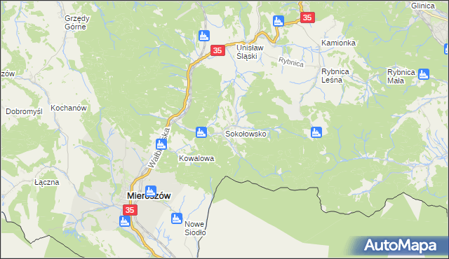 mapa Sokołowsko, Sokołowsko na mapie Targeo