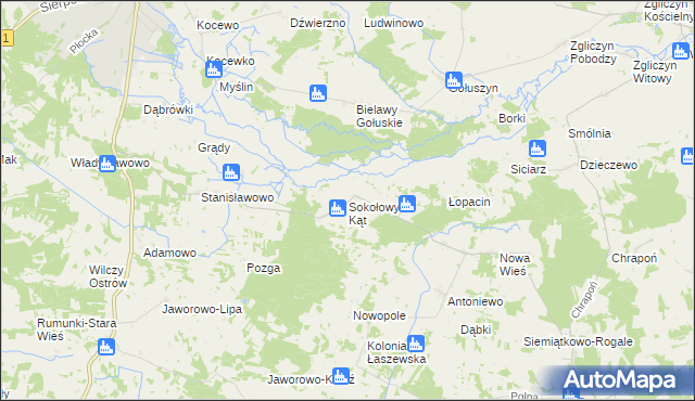 mapa Sokołowy Kąt, Sokołowy Kąt na mapie Targeo