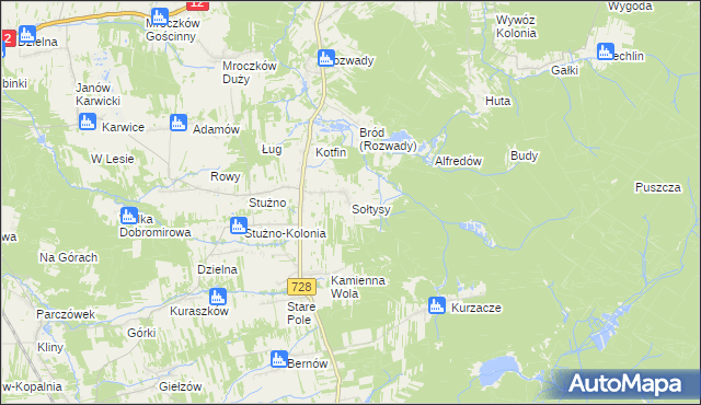 mapa Sołtysy gmina Gielniów, Sołtysy gmina Gielniów na mapie Targeo