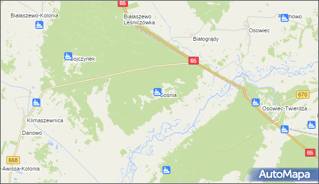 mapa Sośnia, Sośnia na mapie Targeo