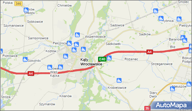 mapa Sośnica gmina Kąty Wrocławskie, Sośnica gmina Kąty Wrocławskie na mapie Targeo