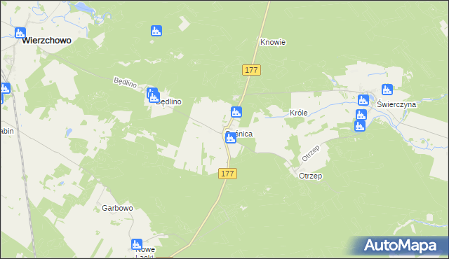 mapa Sośnica gmina Wierzchowo, Sośnica gmina Wierzchowo na mapie Targeo