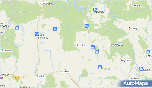 mapa Sośnica gmina Wilczęta, Sośnica gmina Wilczęta na mapie Targeo