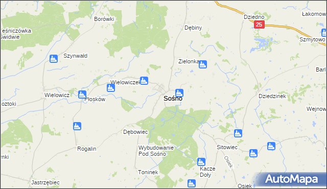 mapa Sośno, Sośno na mapie Targeo