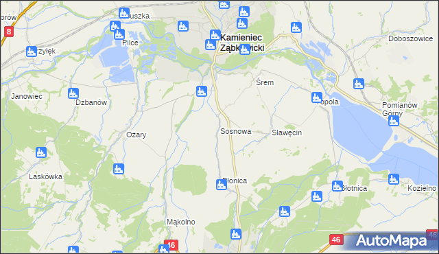 mapa Sosnowa, Sosnowa na mapie Targeo