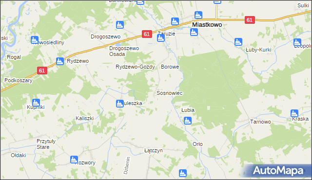 mapa Sosnowiec gmina Miastkowo, Sosnowiec gmina Miastkowo na mapie Targeo