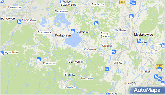 mapa Sosnówka gmina Podgórzyn, Sosnówka gmina Podgórzyn na mapie Targeo