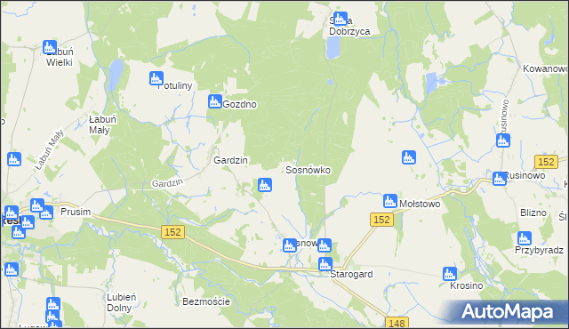 mapa Sosnówko gmina Resko, Sosnówko gmina Resko na mapie Targeo