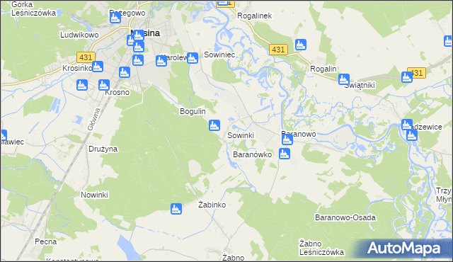 mapa Sowinki, Sowinki na mapie Targeo