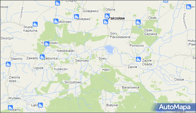 mapa Sowy gmina Pakosław, Sowy gmina Pakosław na mapie Targeo