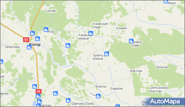 mapa Spaliny Wielkie, Spaliny Wielkie na mapie Targeo