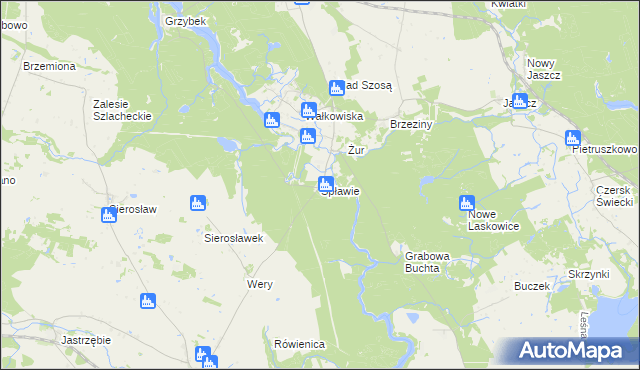 mapa Spławie gmina Drzycim, Spławie gmina Drzycim na mapie Targeo