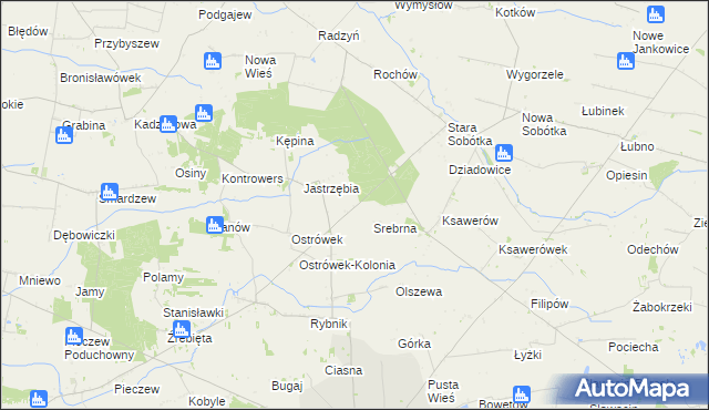 mapa Srebrna gmina Grabów, Srebrna gmina Grabów na mapie Targeo