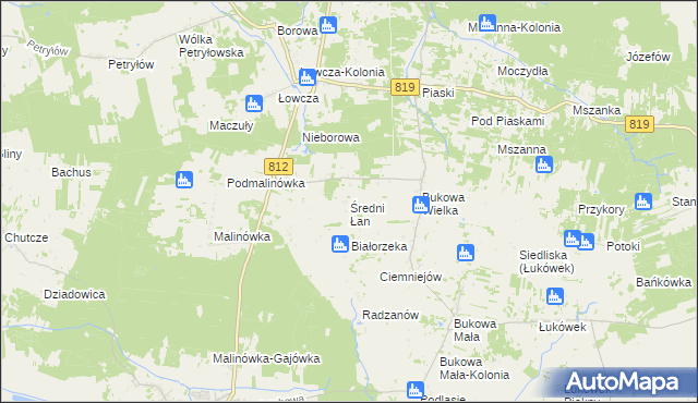 mapa Średni Łan, Średni Łan na mapie Targeo