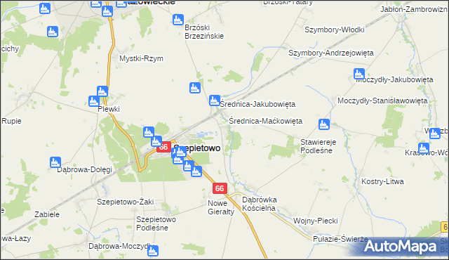 mapa Średnica-Pawłowięta, Średnica-Pawłowięta na mapie Targeo