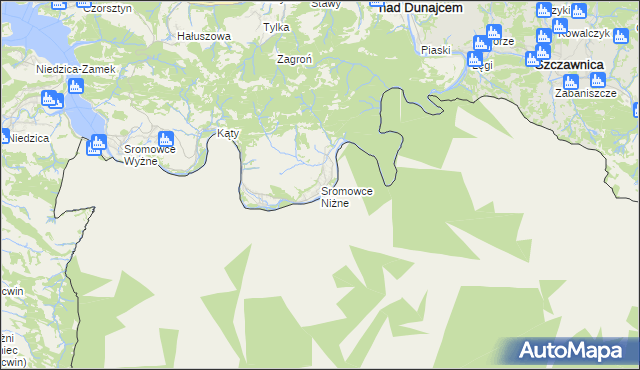 mapa Sromowce Niżne, Sromowce Niżne na mapie Targeo