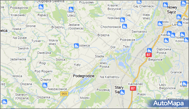 mapa Stadła, Stadła na mapie Targeo