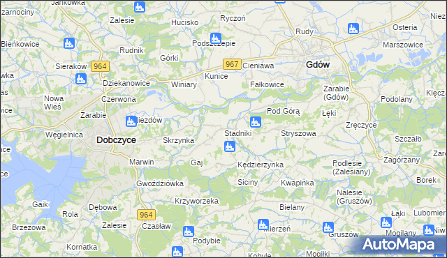 mapa Stadniki gmina Dobczyce, Stadniki gmina Dobczyce na mapie Targeo