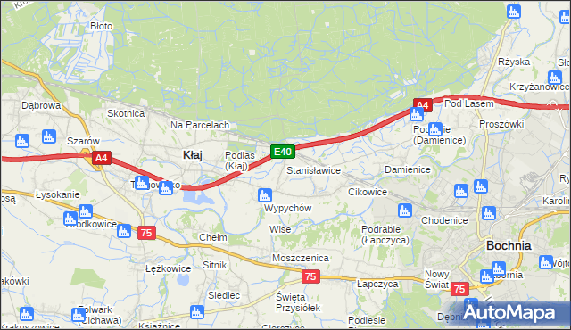 mapa Stanisławice gmina Bochnia, Stanisławice gmina Bochnia na mapie Targeo