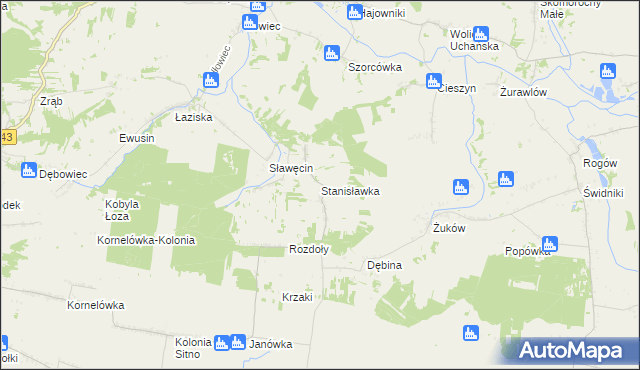 mapa Stanisławka gmina Sitno, Stanisławka gmina Sitno na mapie Targeo