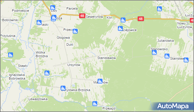 mapa Stanisławów gmina Głowaczów, Stanisławów gmina Głowaczów na mapie Targeo