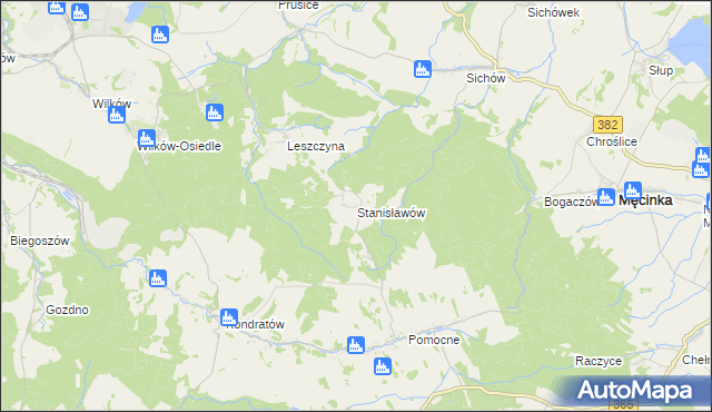 mapa Stanisławów gmina Męcinka, Stanisławów gmina Męcinka na mapie Targeo