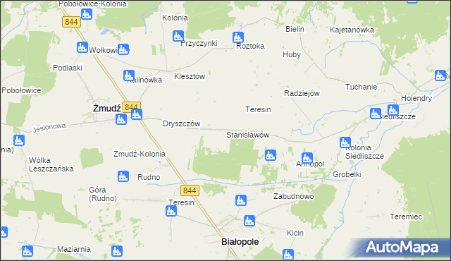 mapa Stanisławów gmina Żmudź, Stanisławów gmina Żmudź na mapie Targeo