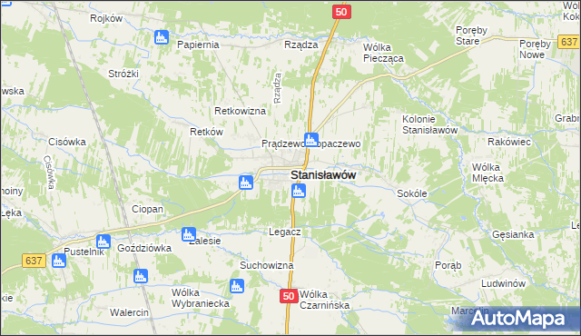 mapa Stanisławów powiat miński, Stanisławów powiat miński na mapie Targeo