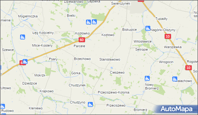 mapa Stanisławowo gmina Drobin, Stanisławowo gmina Drobin na mapie Targeo